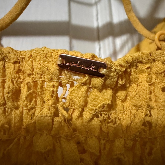 PINK Victoria’s Secret Yellow Lace Bralette Large Strappy Criss Cross Back - Picture 3 of 5